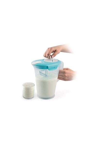 Melkan Home Sürahi Krepmatik & Ayranmatik – 2 Litre Manuel Karıştırıcı, Turkuaz Kapaklı Karıştırma Sürahisi