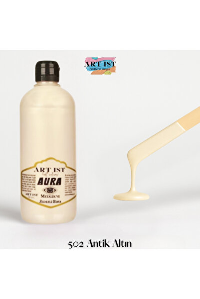ART IST AURA Sedefli ve Vernikli Metalik Akrilik Boya 500 ml – 502 Antik Altın |