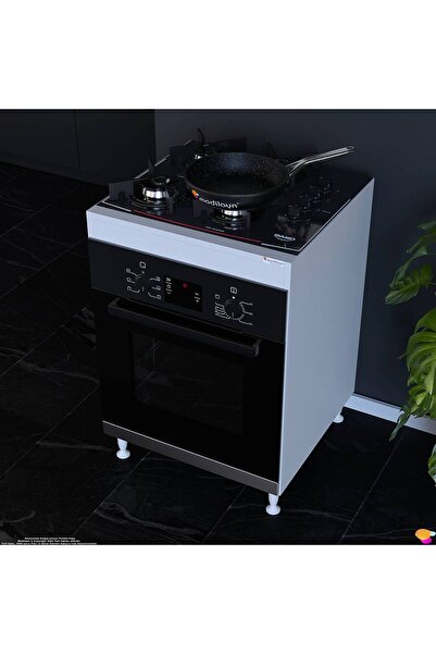 Modilayn ELİT 59,6 x 85 x 56 cm Gömme Ankastre Ocak Ve Fırın Bölmeli Mutfak D...