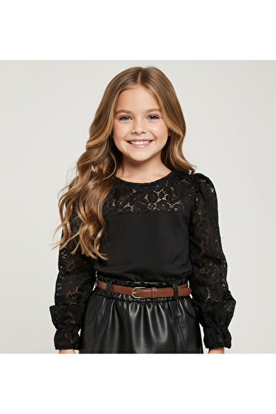 By Piera Lace Detailed Combed Cotton Children's Blouse
