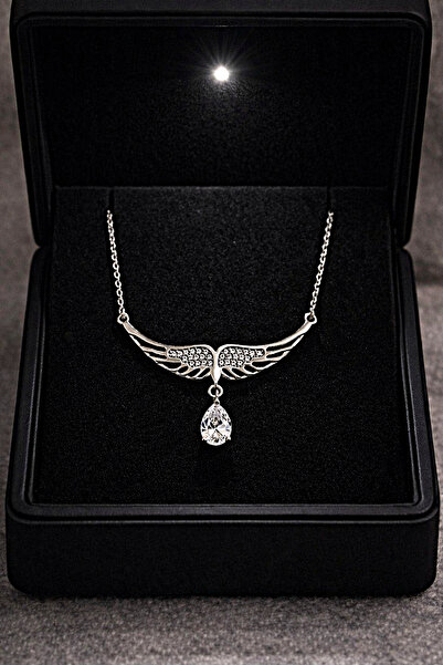 Siset Gümüş 925 Ayar Rodyum Kaplama Sertifikalı Safaroski Taşlı Melek Kanadı ...