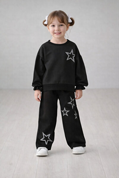 nazarbebe طقم جينز للفتيات من 3-10 سنوات، قماش متوسط السماكة مع تفاصيل حجرية ...