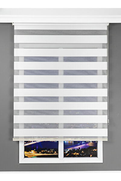 destello by tk Çizgili Beyaz Zebra Stor Perde | Işık Geçirgen Ayarlı | Şık ve...