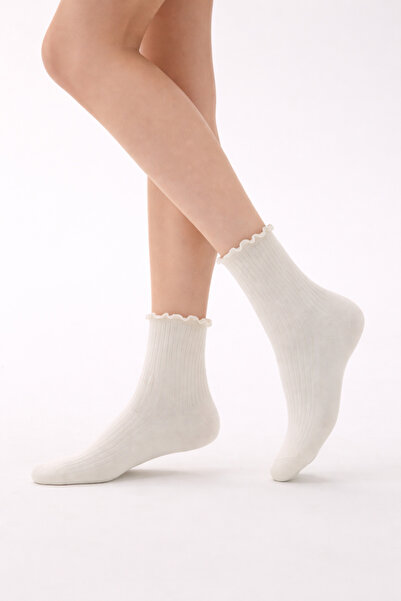 Katia&Bony Екру дамски чорапи - с набори на глезена