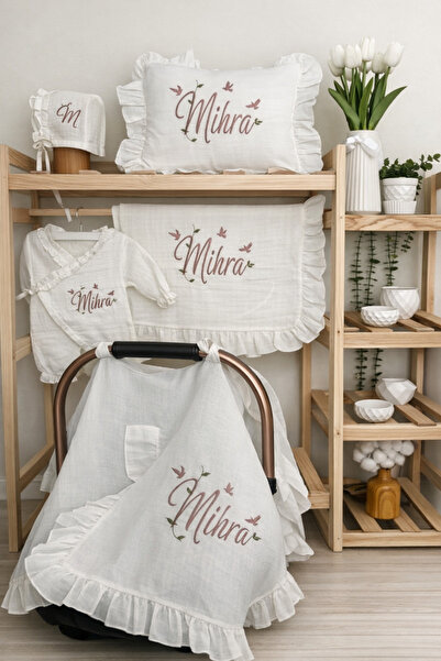 hobittubaby İsim nakışlı bebek hastane çıkış seti 6 parça