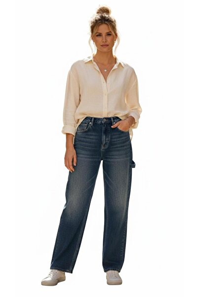 nd jeans Жіночі джинси-баггі преміум-класу з деталями на задній кишені та бок...