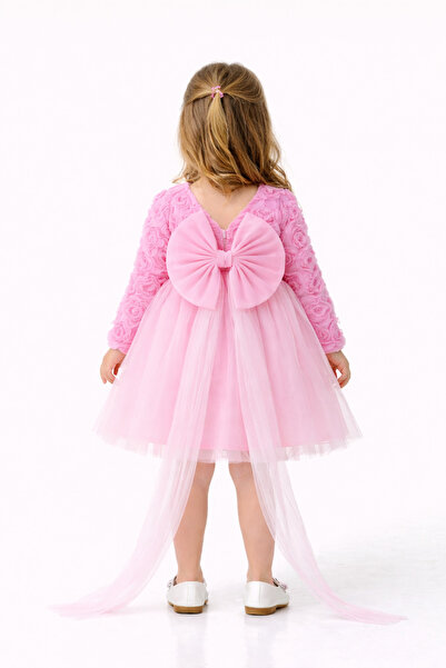 UmBaby Kız Bebek Kız Çocuk Doğum Günü Parti Düğün Elbise Uzunkollu Güllü Fiyo...