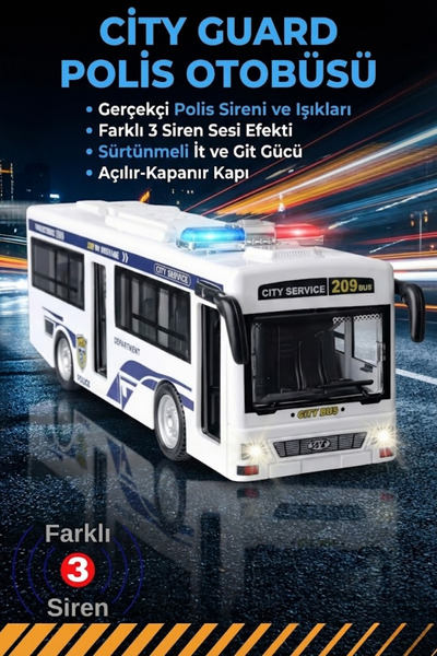 viyol marketim حافلة الشرطة مع الأضواء والأصوات - أبواب قابلة للفتح - لعبة نم...