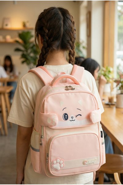 Roomys Cutypaw Cute Imported High Quality Fabric Ergonomic School Bag Backpack