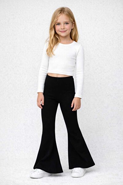 BEBEĞİME ÇORAP Kalhoty s rozšířenými nohavicemi, žebrovaný elastický pas