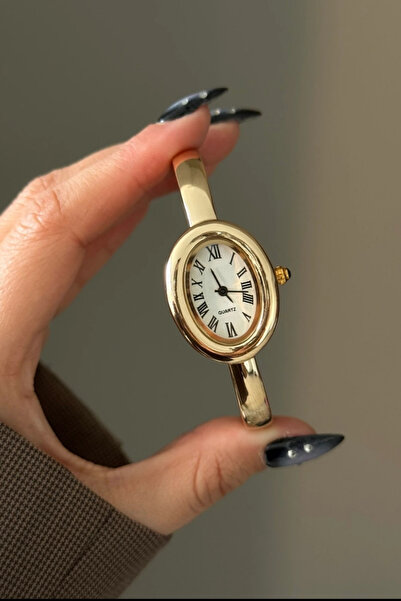 Crc Bijuteri ساعة نسائية موديل Gold Kelepçe بأرقام رومانية