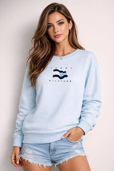 Tommy Hilfiger %100 ORGANİC COLLON FLAG VELVET LOGO SWEATSHİRT