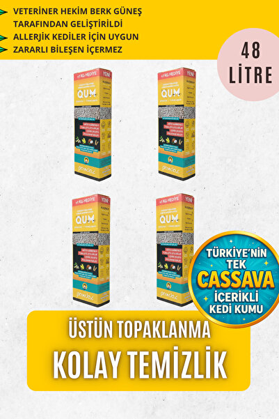 pawdaz Qum (48 LİTRE/ 32 KG) - Eve Dağılmayan, Topaklanan, Aktif Karbonlu, Za...