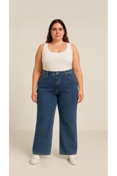 nd jeans Wide Leg Jeans Premium Women's Extra Large Size Super High Waist Str...