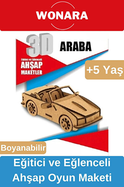 Wonara 3D Eğitici Zeka Geliştirici Boyanabilir Ahşap Puzzle - Ebeveyn ve Çocu...