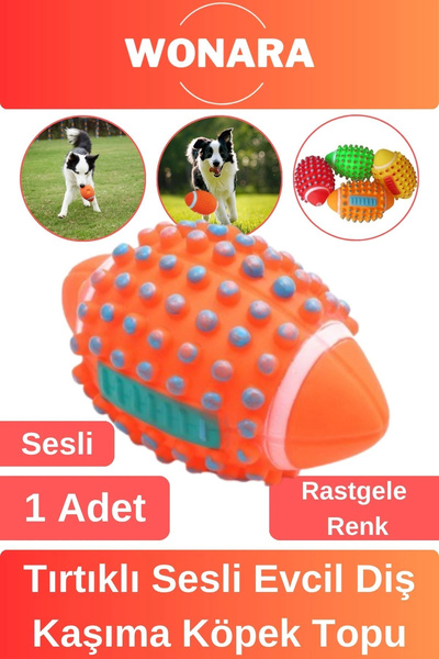 Wonara Dayanıklı Etkili Tırtıklı Evcil Hayvan Aksesuarı Sesli Köpek Topu Diş ...