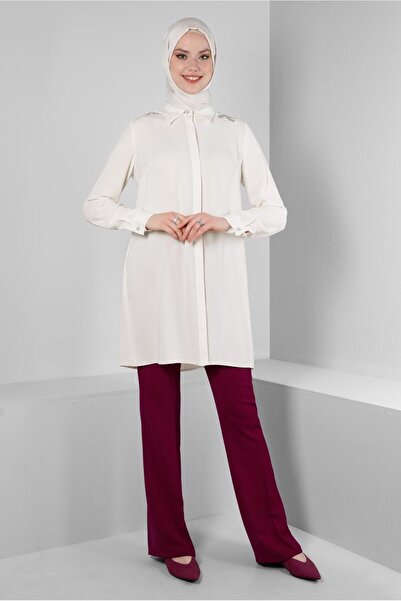 Alvina TUNICA BUTON AScuns CU DETALIU DE BRODARE PIATRA 43504