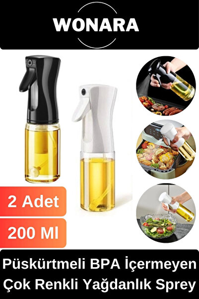 Wonara Püskürtmeli BPA İçermeyen Beyaz ve Siyah  Plastik Fan Başlıklı Cam Şiş...