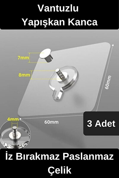 Wonara Dayanıklı Yapışkan Kanca İz Bırakmaz Süper Güçlü Vantuzlu Askı Cam Fay...