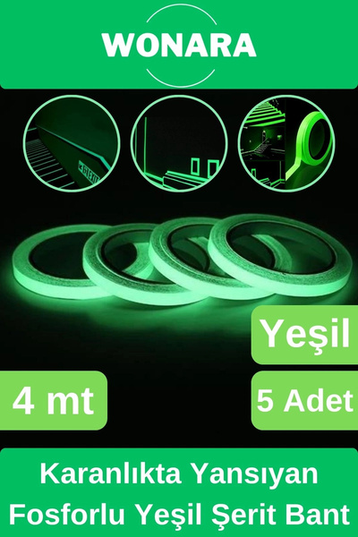 Wonara Premium Karanlıkta Yansıyan Yapışkanlı Işık Veren Fosforlu (Fotolümen)...