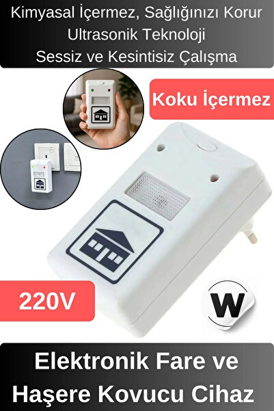 Wonara Elektronik Fare ve Haşere Kovucu Cihaz 220V Koku Duman İçermeyen Premi...