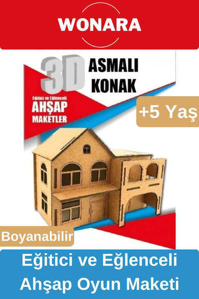 Wonara 3D Eğitici Zeka Geliştirici Boyanabilir Ahşap Puzzle - Ebeveyn ve Çocu...