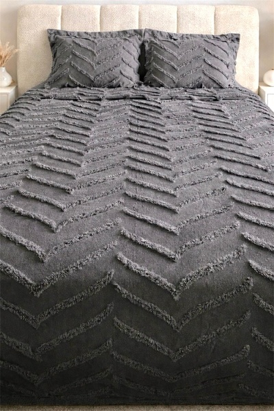 REYS Bohem Arlinageo Çift Kişilik Yatak Örtüsü Takımı 240x250 - ANTRASİT -