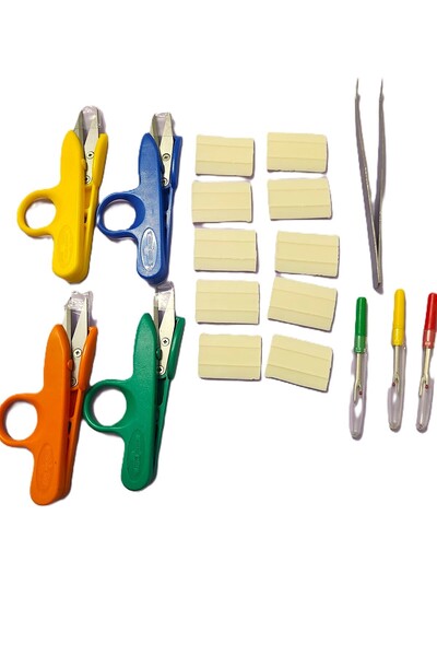 ÇİLLOR ÇİZGİ TAŞI-10 ADET/4 ADET İPLİK TEMİZLEME MAKASI/1 ADET OVERLOK CIMBIZ...