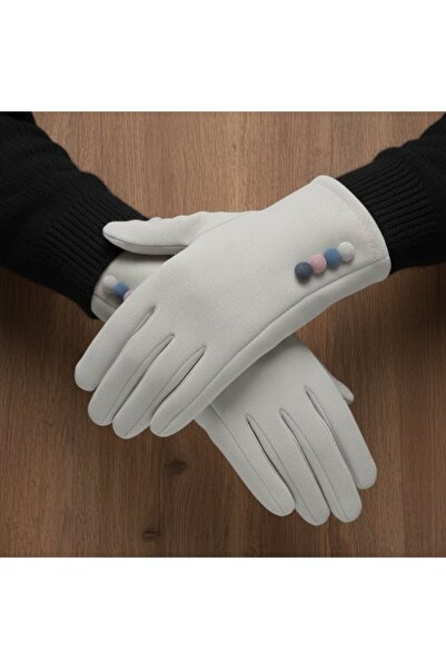 Özyıldırım Çarşı Pazar Kadın Eldiven+Kaşmir+Kürklü+Dokunmatik+Şık Tasarım Soğ...