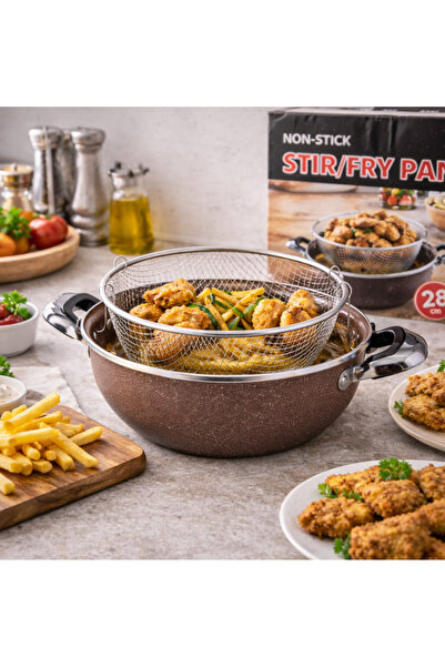 Smart Kitchen 24cm non-stick frying pan and cooking pot with a mesh oil drainer