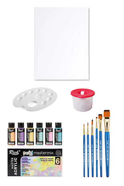 ACUTO Mastermix Akrilik Boya Seti 60 Cc 6 Pastel Renk Tuval Seti 35x50 Tuval ...