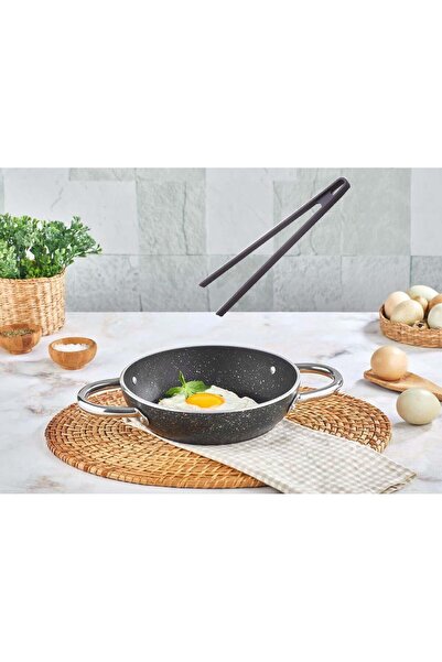 Kahramanlar Granite Sahan Egg Pan 18 CM And Silicone Tongs