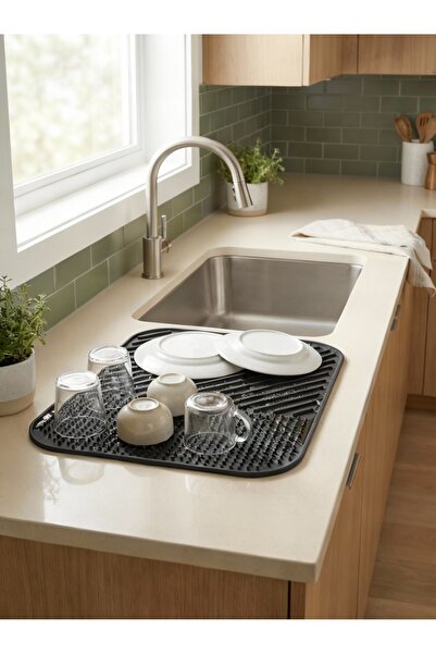 MappleHome Çift Desenli Model Bulaşık Kurutma Matı Bulaşıklık Su Toplamaz Öze...