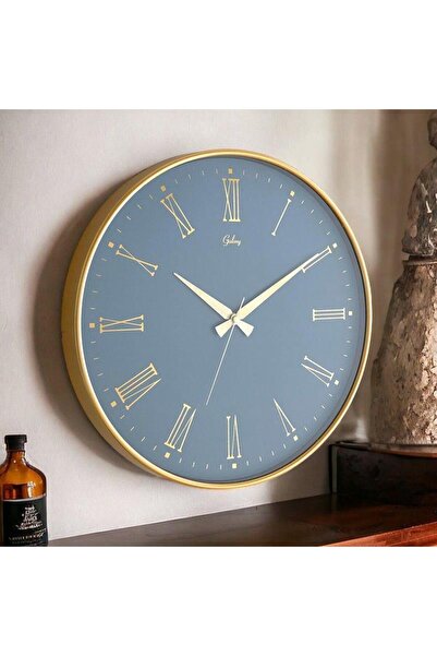 Genel Markalar Dekoratif Duvar Saati Gold Renk Mavi