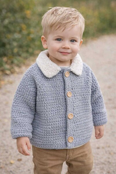 A&D HANDMADE Hand Knitted Velvet Baby/Child Cardigan