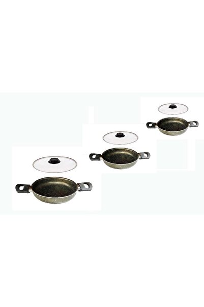 Mehtap Granit Sahan Seti 18-20-22 CM Cam Kapaklı