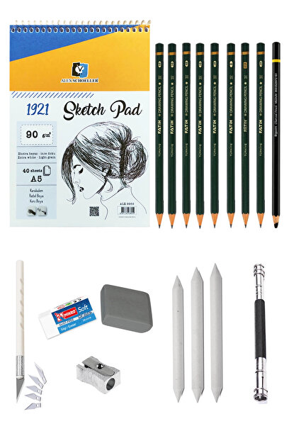 ACUTO Alex A5 كراسة الرسم 90 جرام مجموعة رسم الفحم مجموعة رسم ممحاة العجين قل...