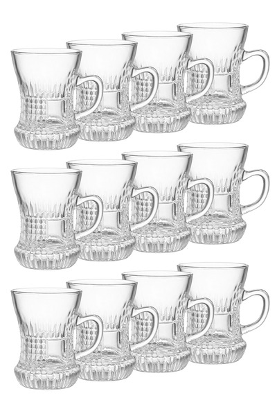 ALQANNAS 12 Pieces Crystal Tea Glass Set With Design
