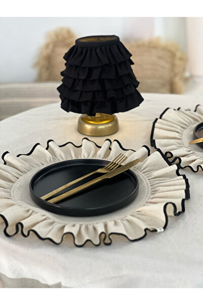 KaiAtelier 2Li Natural Keten Nakışlı Yuvarlak Supla