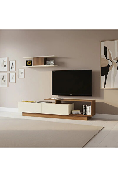 Stylish Home طاولة تلفزيون بني وبيج 50 بوصة - TV01