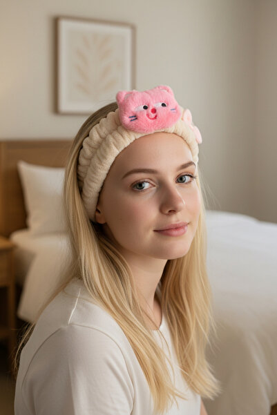 KANİNCHEN Banda de păr elastică pentru spălarea feței Super Soft Spa pentru f...