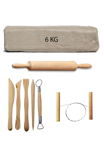 ACUTO Beyaz Seramik Hamuru 6 kg Ebeşuar Seti Kil Seti Seramik Çamuru Seti Ahş...