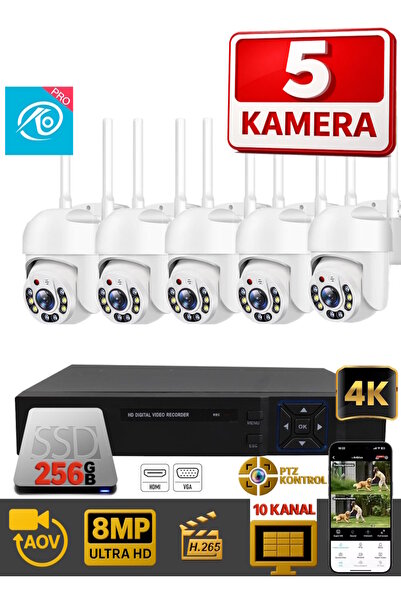 Ventus 5 Kameralı Okam Set Hareketli Gece Görüşlü Wifi Güvenlik Seti AOV PTZ ...