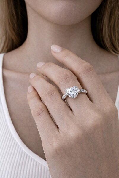 BY YASİN TOPÇU 💍 📏   خاتم من الأحجار الكريمة على شكل قلب فضي مقاس 16 ✨ 🤍