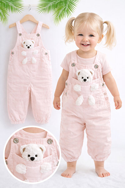 VİTRİNMİXMİNİ AYICIK OYUNCAKLI AÇIK PEMBE KIZ ÇOCUK SALOPET