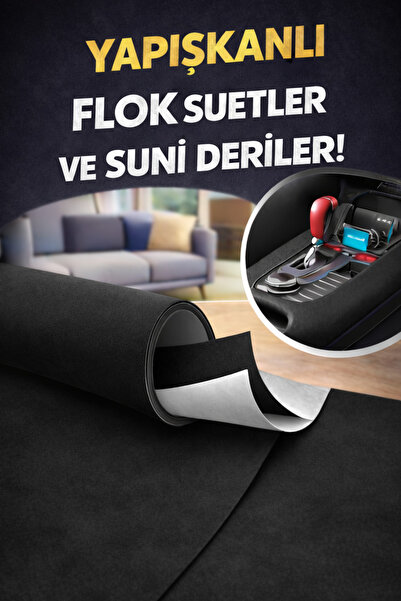 Bitacir Yapışkanlı Flok Süet Suni Deri 100 x 150 - SİYAH