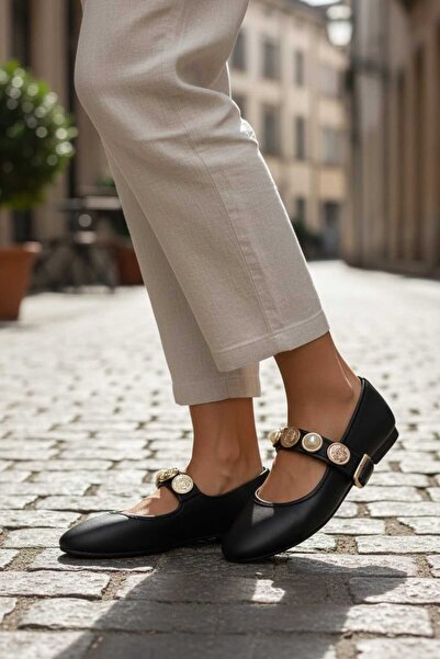 Ves Women's Buckle Detailed Daily Comfortable Stylish Ballerinas