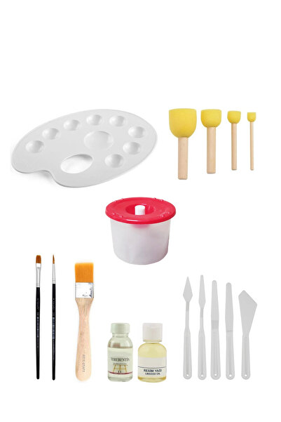 ACUTO Palette Pompom Brush Flat Round Brush Painting Oil Turpentine Water Con...