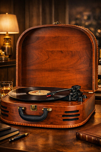 GDL Retro Plak Çalar Bluetooth Dahili Hoparlörlü Metal İğneli Şarjlı TT44B VIP