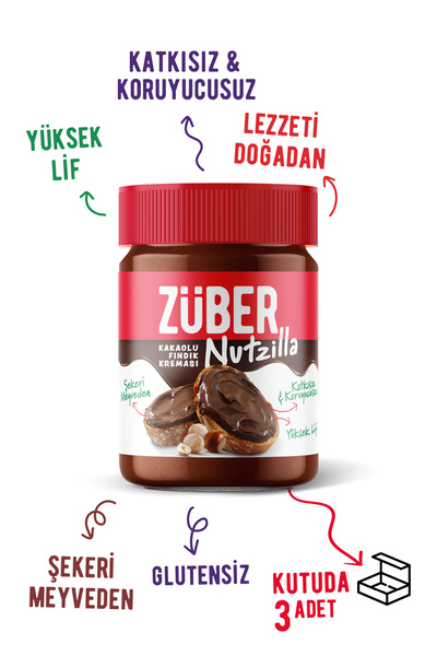 Züber Nutzilla Kakaolu Fındık Kreması 315g x 3 Adet